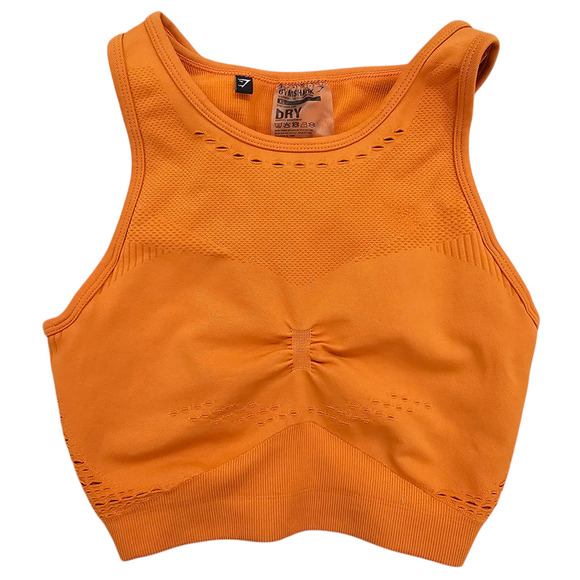 Gymshark Other - Gymshark Sports Bra Womens XS Orange Flawless Knit Eyelet Ruched Racerback